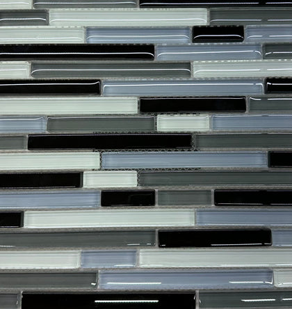 Glass Mosaic Crystal Stripes Black/Grey